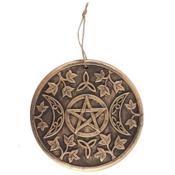 Terracotta Wall Plaque Bronze featuring The Triple Moon